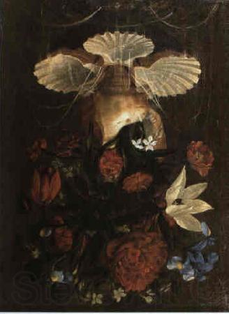 Juan de  Espinosa Floral still life arranged in conch shell Spain oil painting art